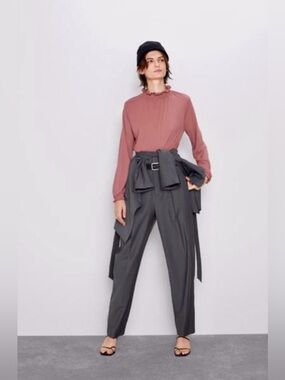 Zara long sleeve flowy blouse with ruffles blouse